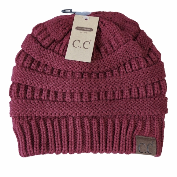 C.C Accessories - Women's Beanie Hat Burgundy Winter Hat Warm Thick Lined New Stretch Casual Ski